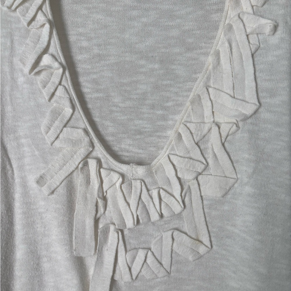 Chic V-Neck Sweater with Ruffle Detail